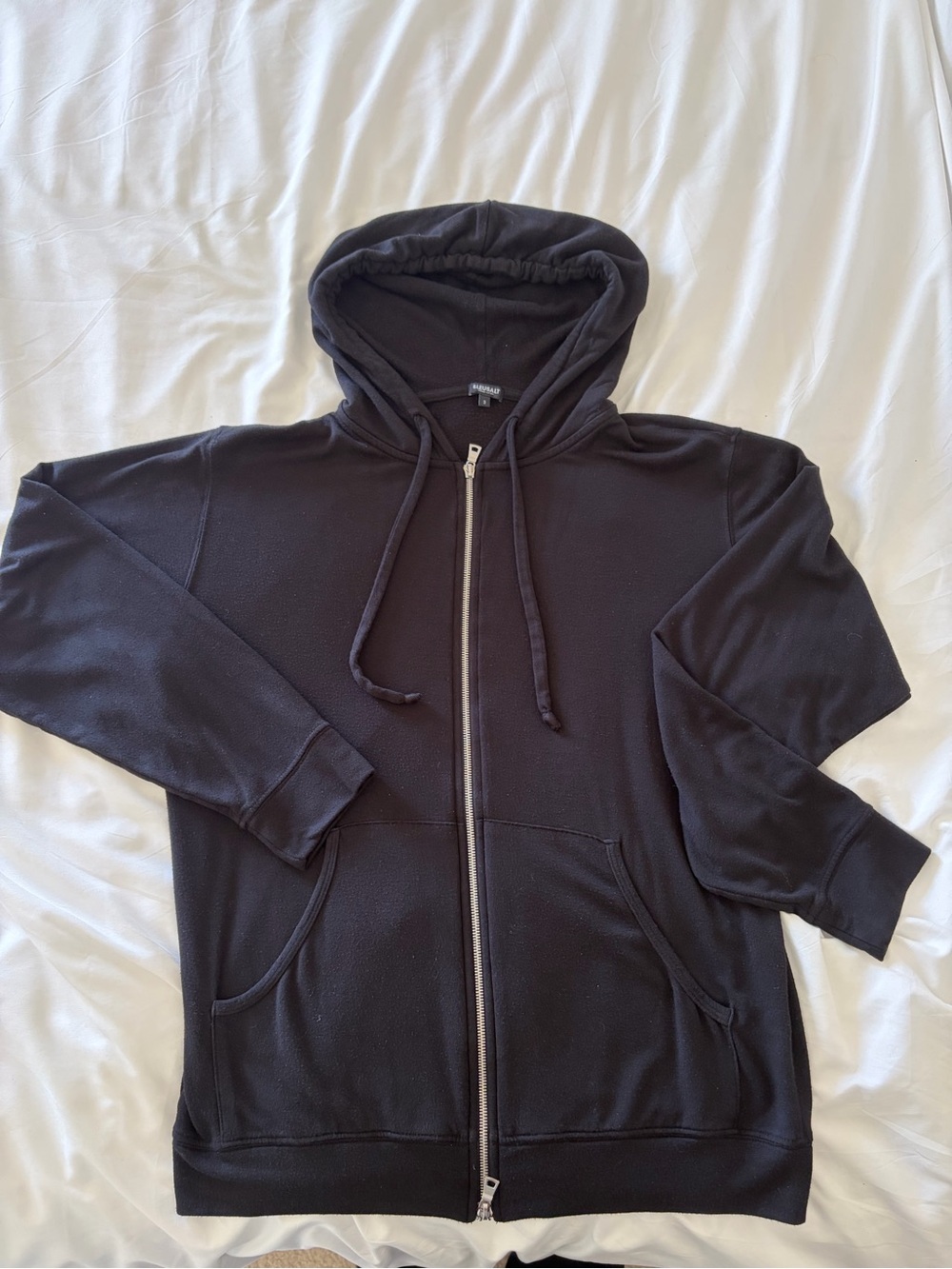 Bleusalt Black Zip Hoodie Size 3 (XL) Super Soft Luxury Loungewear Made in USA